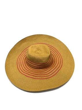 J. Crew Wide Brim Straw Hat with Rust Accent